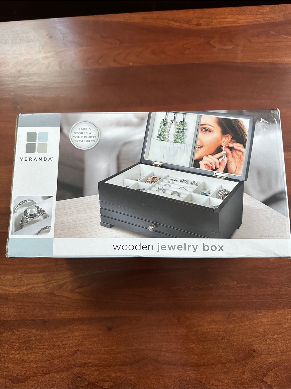 Black Wooden Jewelry Box NWT